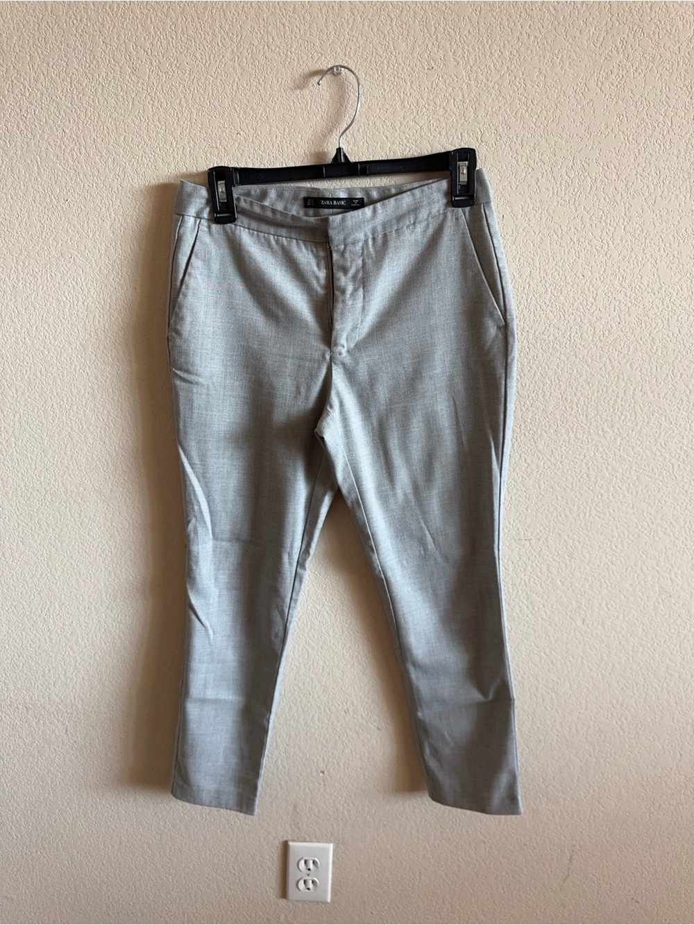 Zara Light Gray Cropped Tailored Women's Ankle Pants